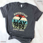 Awesome May 7 1980 46th Birthday T-Shirt- Unique May Birthday Shirt For Him
