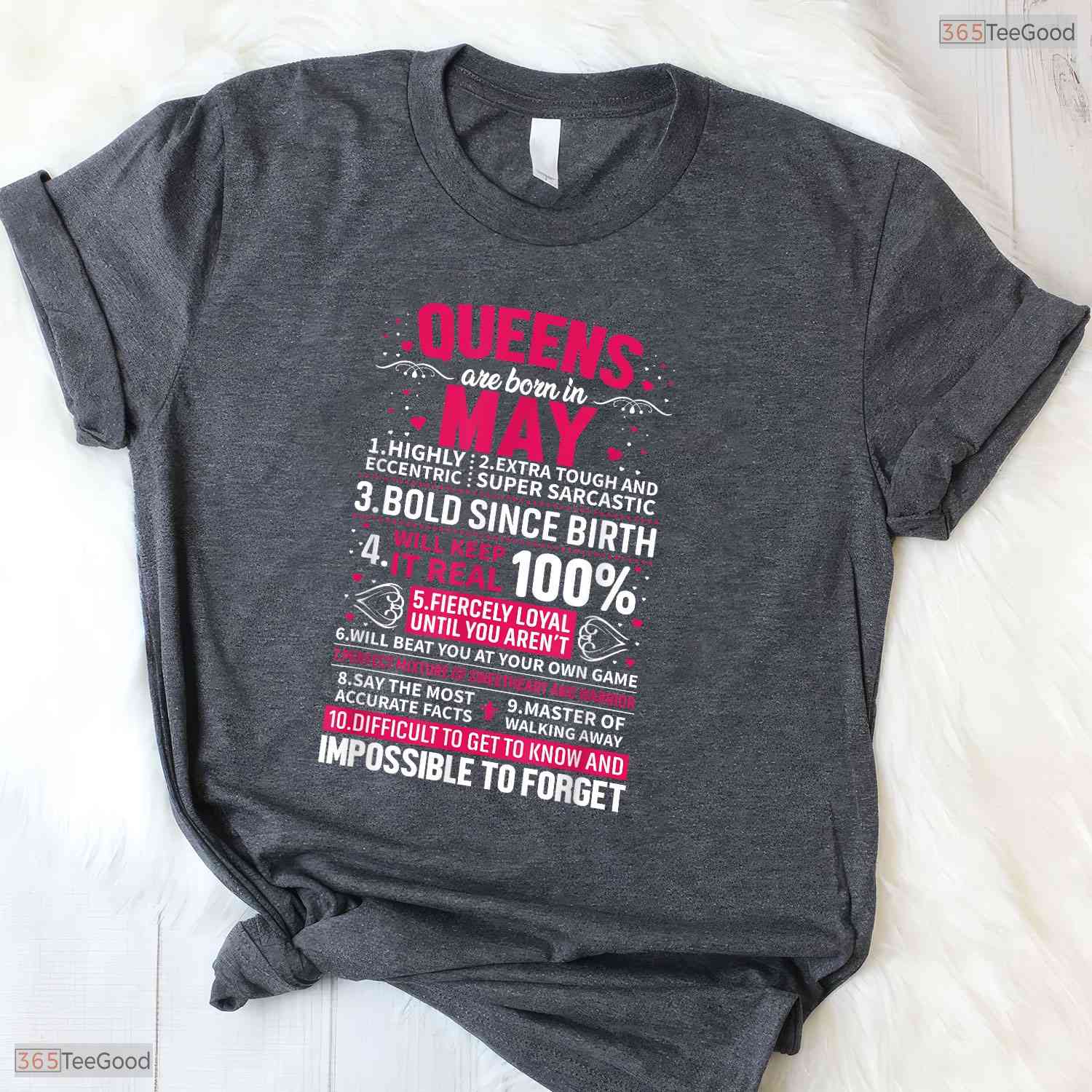 Queens Are Born In May T-Shirt- Elegant Women's May Birthday Party Shirt Gift