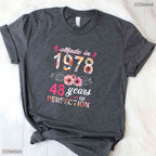 Floral Made In 1978 48th Birthday Women T-Shirt- Unique May Birthday Shirt Gift