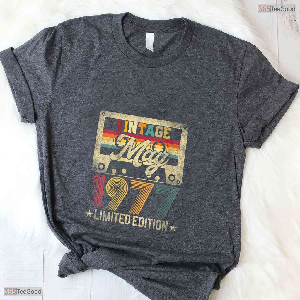 Vintage 1977 Limited Edition V-Neck T-Shirt- Unique May Birthday Shirt Gift Idea