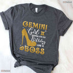Fierce Gemini Girl Stepping Into My May Birthday Like A Boss High Heel T-Shirt