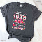 Vintage Floral Made In May 1928 98th May Birthday Celebration Shirt For Women