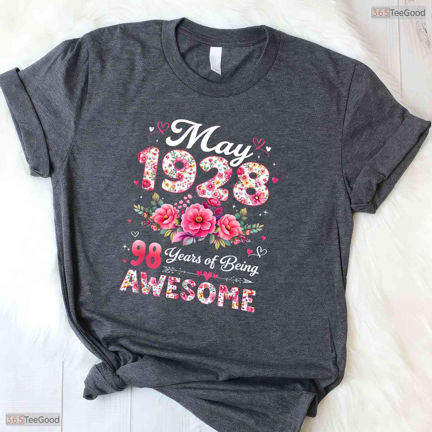 Vintage Floral Made In May 1928 98th May Birthday Celebration Shirt For Women