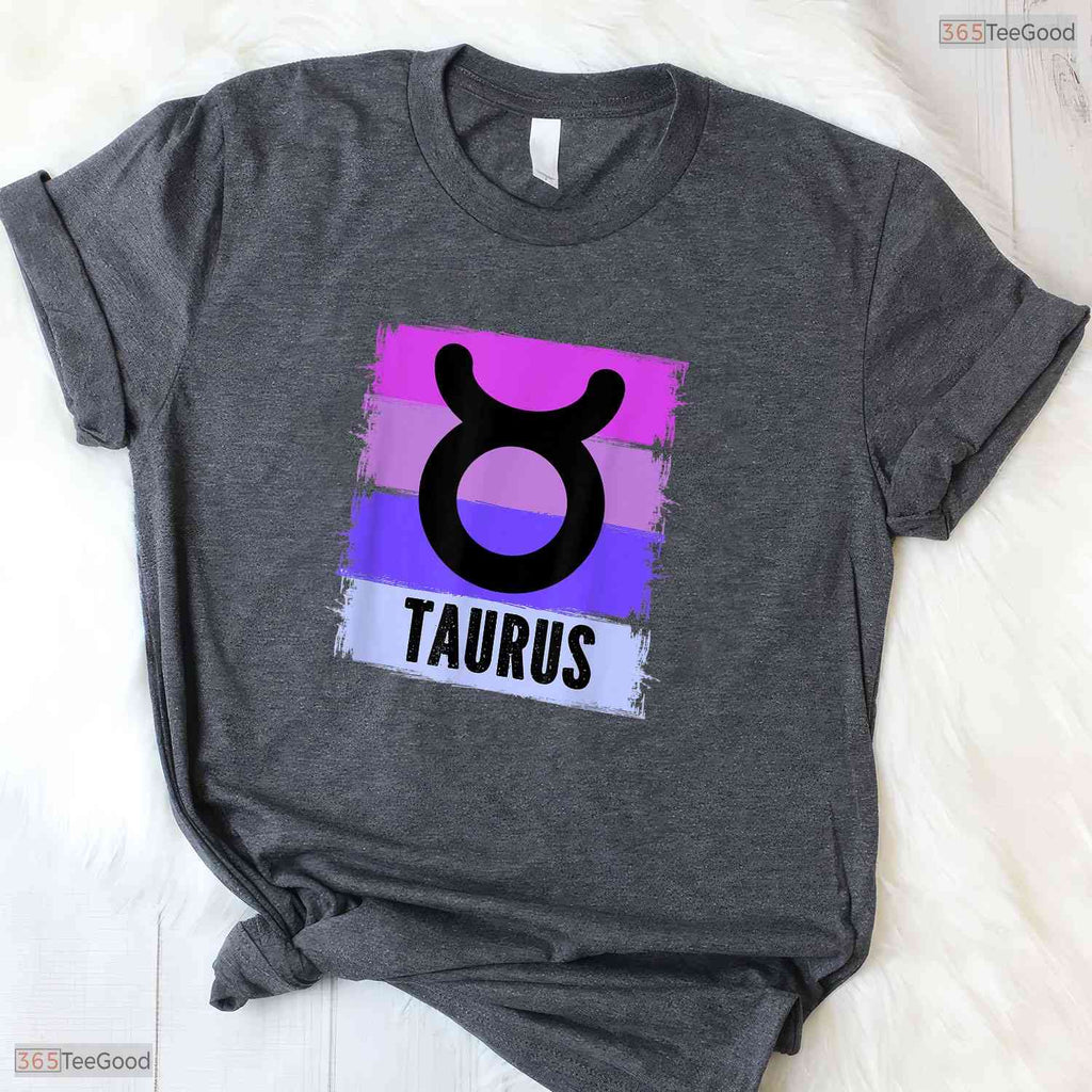 Colorful Taurus Queen Zodiac Sign T-Shirt Unique May Birthday Apparel Gift