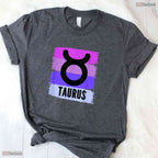 Colorful Taurus Queen Zodiac Sign T-Shirt Unique May Birthday Apparel Gift