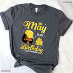 Afro Queen May Is My Birthday T-Shirt- Beautiful May Birthday Apparel For Her