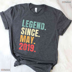 Retro Legend Since May 2019 T-Shirt- Unique May Birthday Celebration Apparel