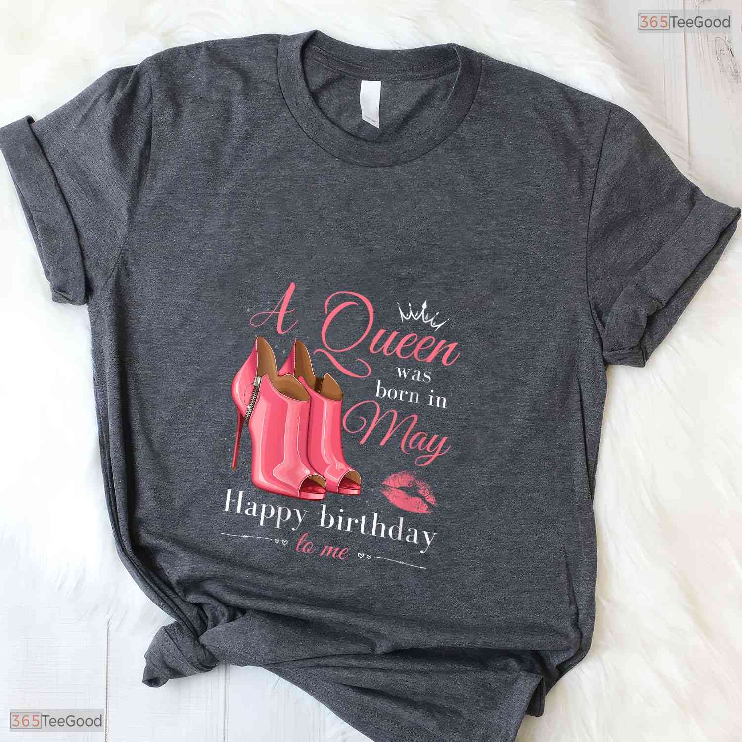 V-Neck A Queen Was Born In May T-Shirt- Unique May Birthday Apparel For Her
