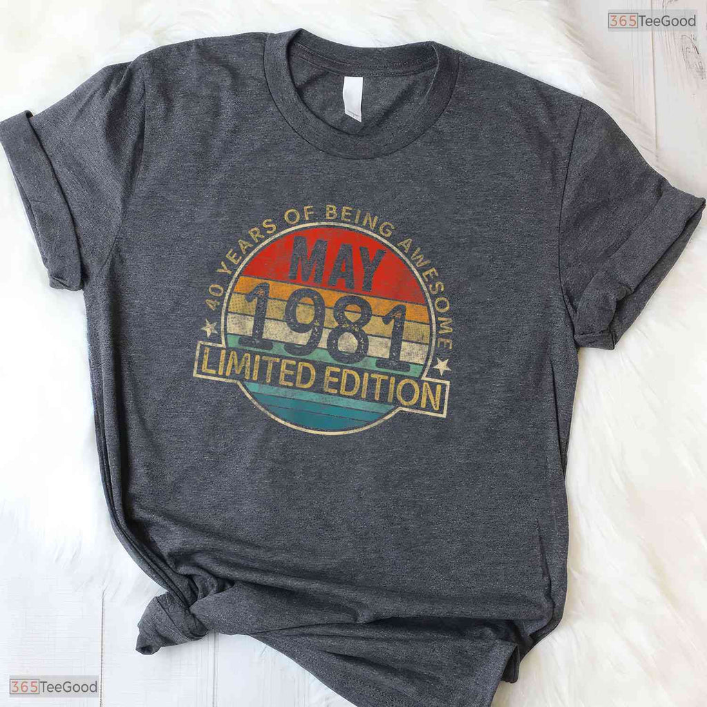 Vintage May 1981 Limited Edition T-Shirt- Awesome 45th May Birthday Shirt