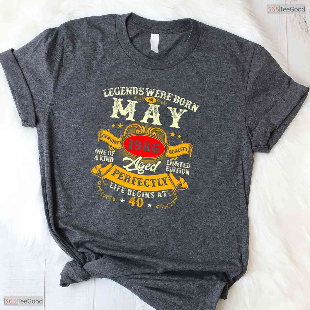 Vintage Legends Born In May 1986 T-Shirt- Awesome 40th May Birthday Shirt