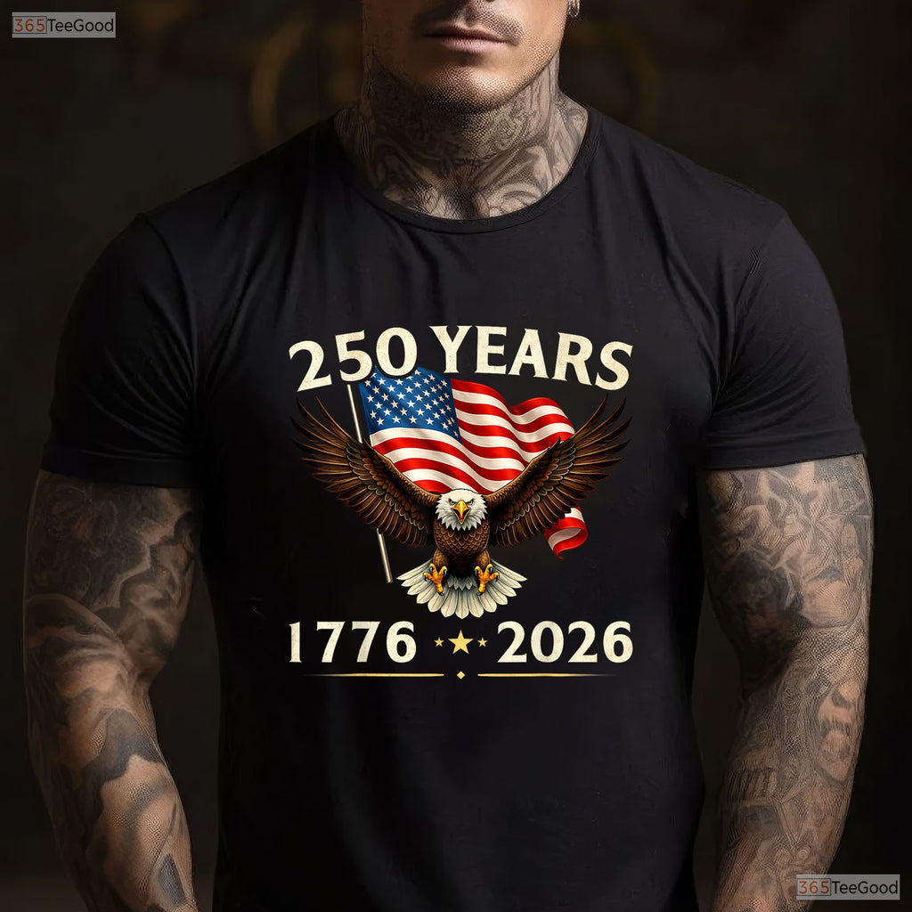 250th Anniversary USA Patriotic Eagle Valentine T-Shirt- Bass Fishing Gifts