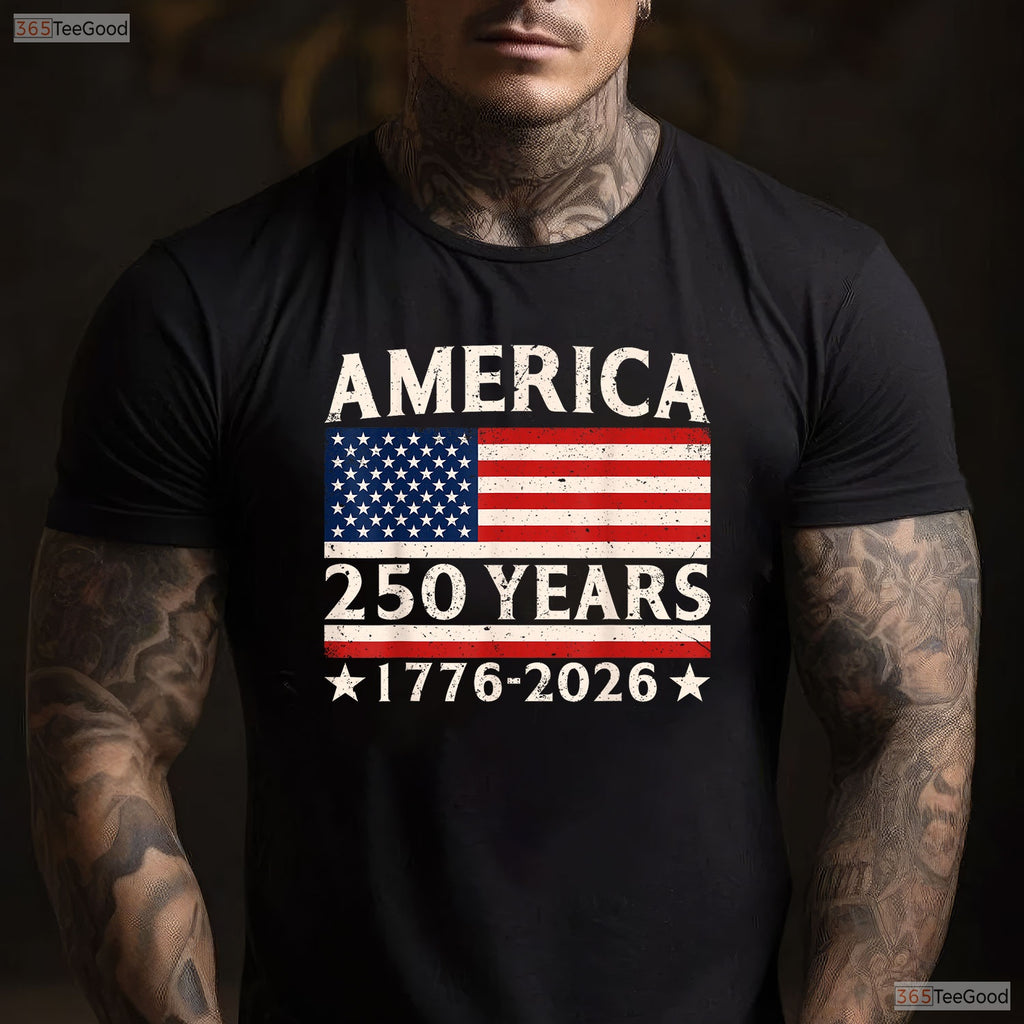 America 250 Years 4th of July USA Flag Valentine T-Shirt Kayak Fishing Gear