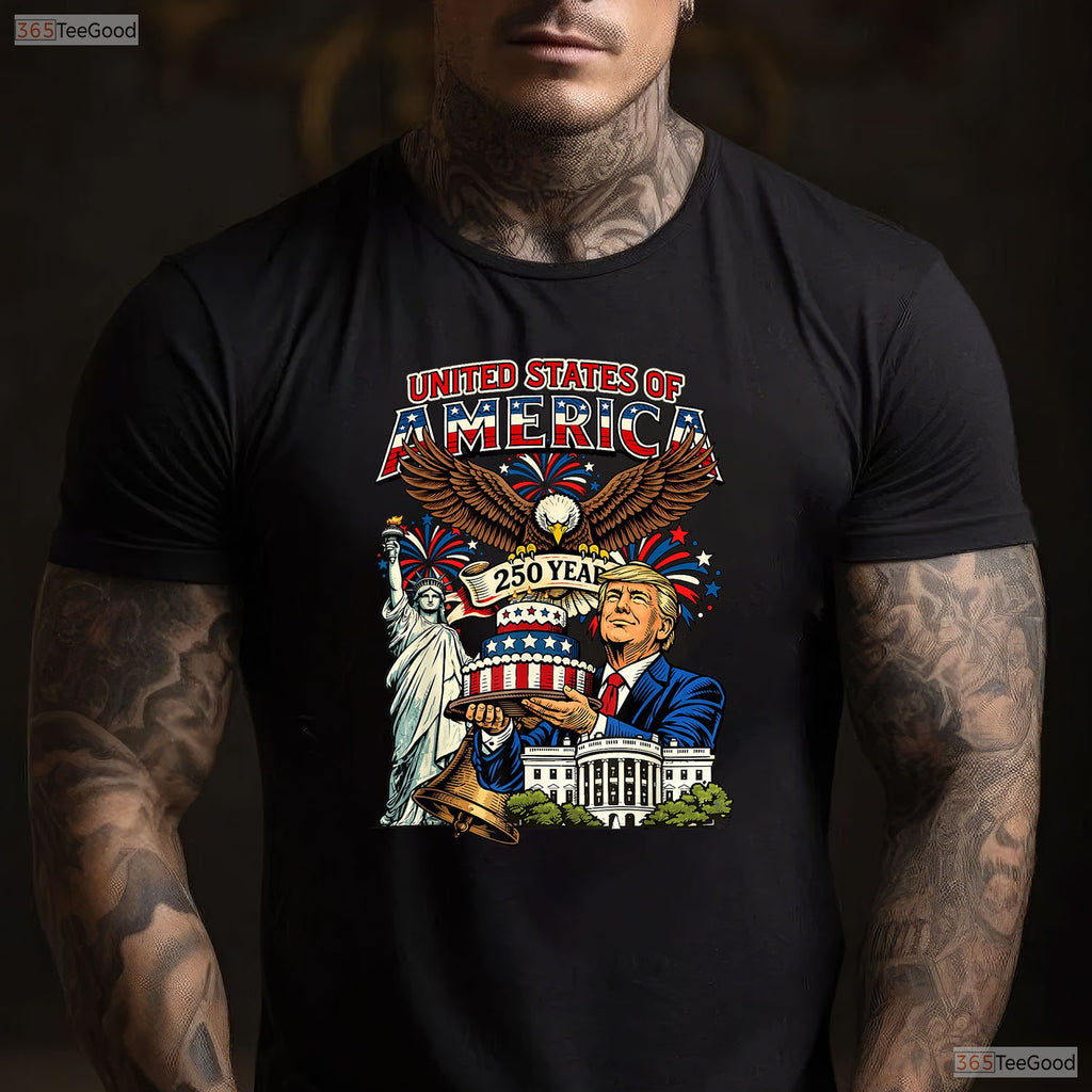 Trump 250th Birthday America 4th of July Valentine T-Shirt Fly Fishing Tees