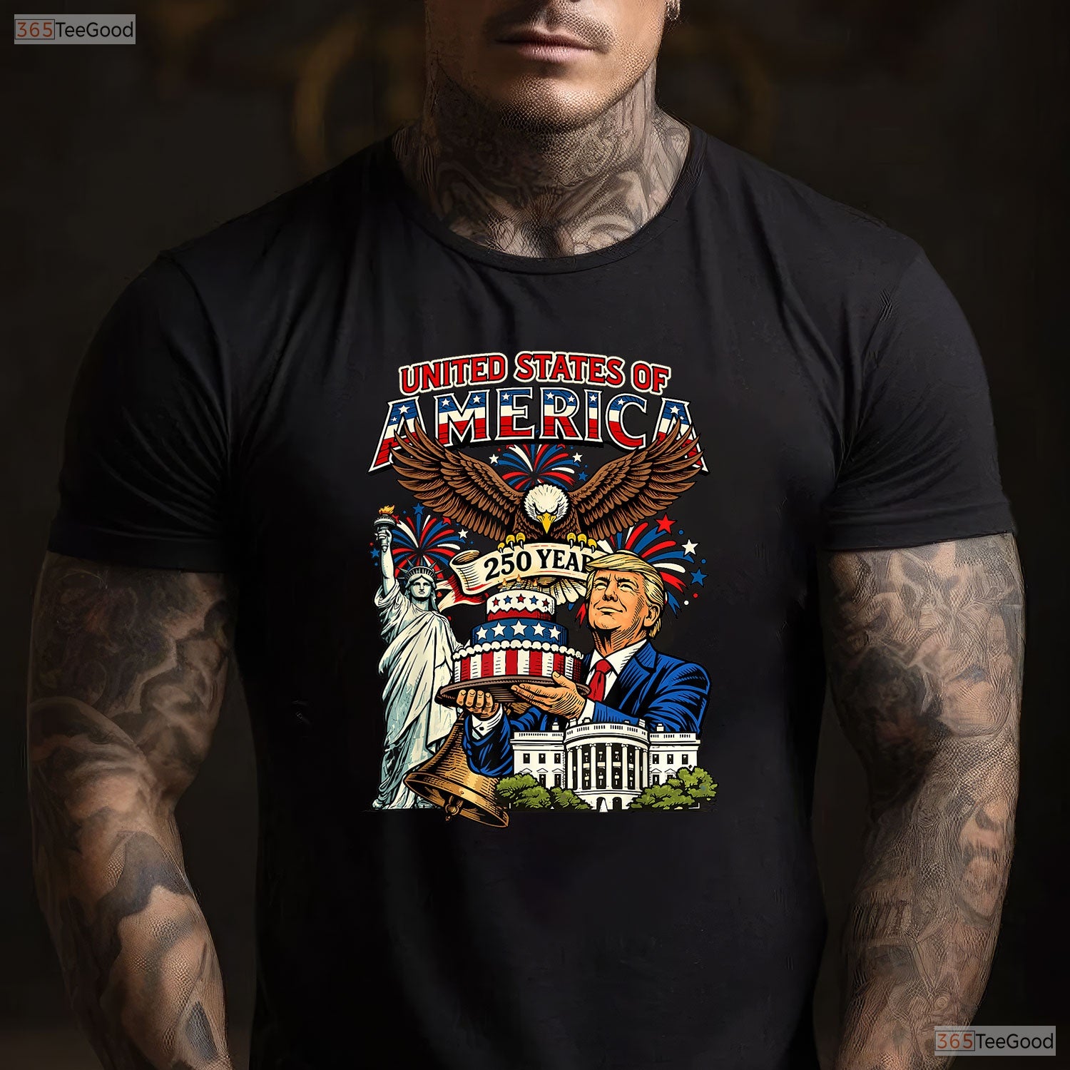 Trump 250th Birthday America 4th of July Valentine T-Shirt Fly Fishing Tees