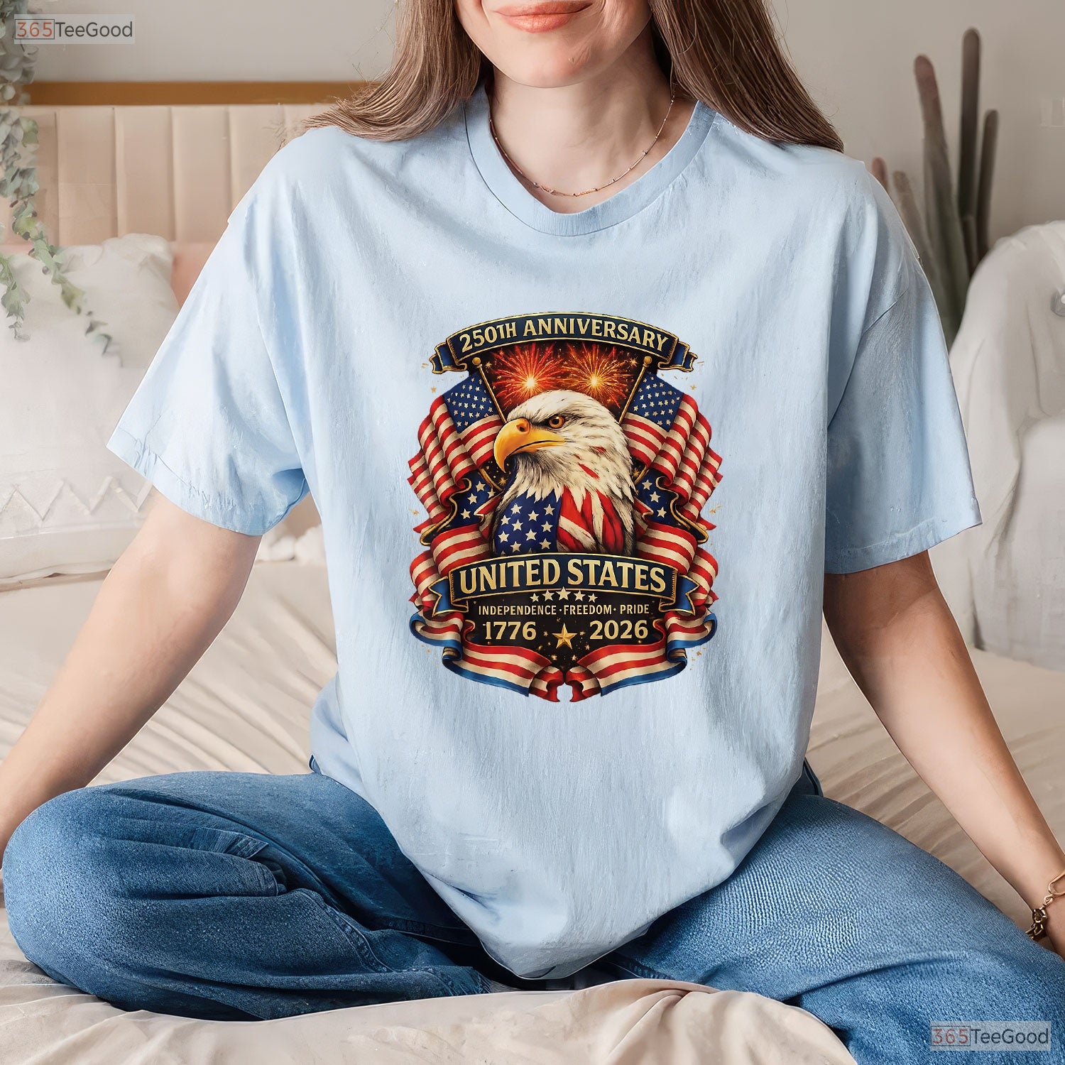 USA Independence 250th Patriotic Eagle Valentine T-Shirt For Bass Fishing
