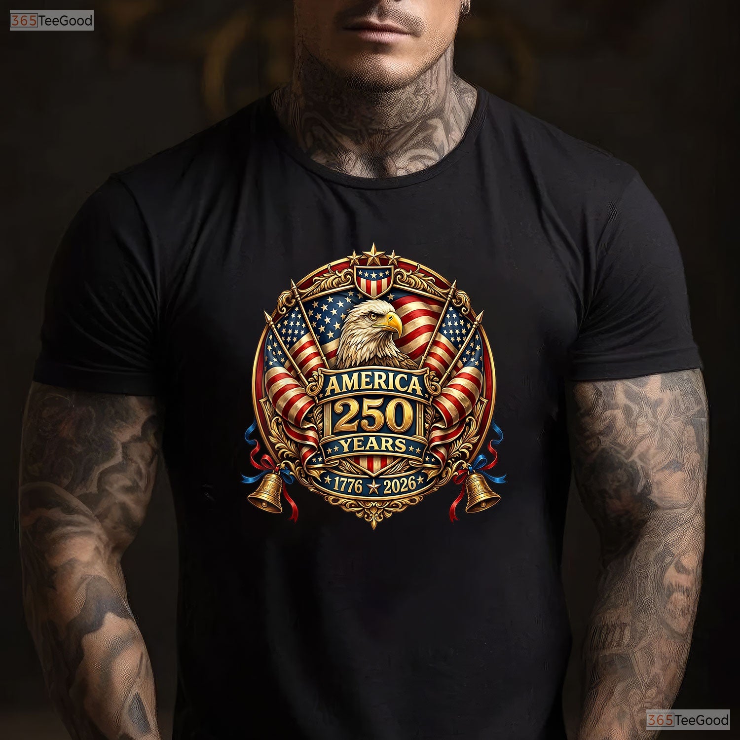 250 Years American Anniversary USA Flag Valentine T-Shirt Kayak Fishing Men