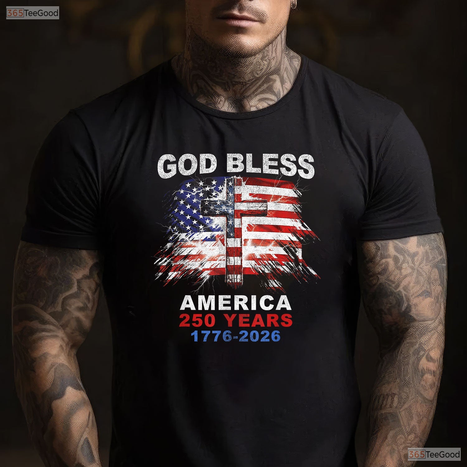 God Bless America 250 Years Christian Cross Valentine T-Shirt Carp Fishing