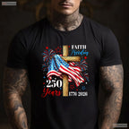 250 Years Faith Freedom USA Cross Valentine T-Shirt Offshore Fishing Apparel