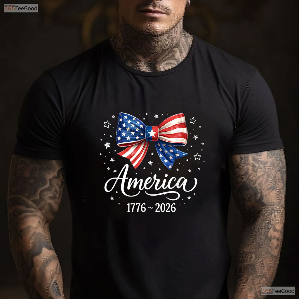 250th Anniversary USA Coquette Bow Valentine Shirt For Kayak Fishing Women