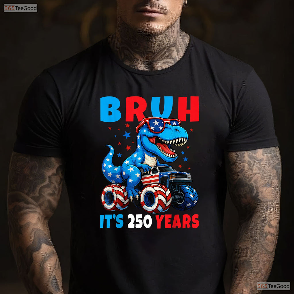 Kids 250th Anniversary Dino 2026 USA Valentine T-Shirt Inshore Fishing Men