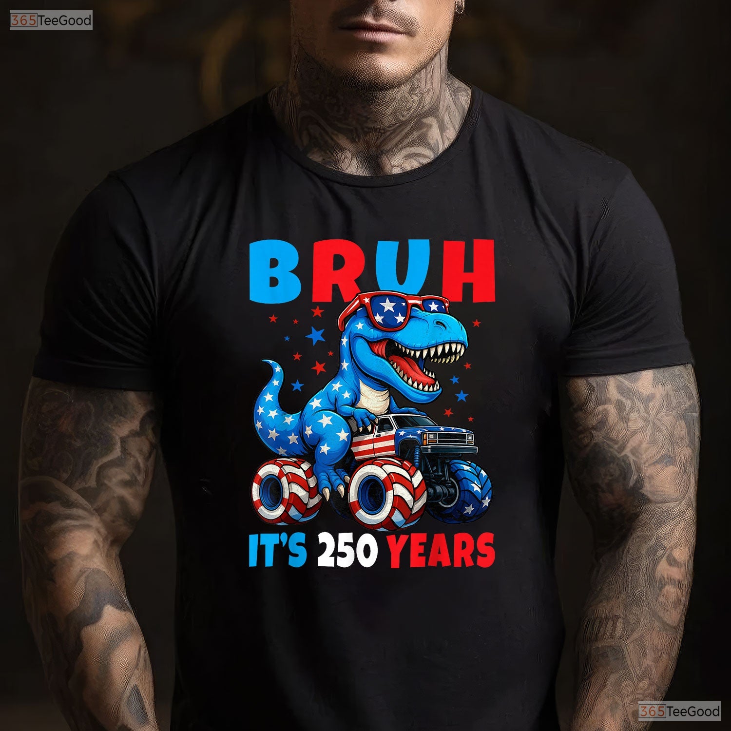 Kids 250th Anniversary Dino 2026 USA Valentine T-Shirt Inshore Fishing Men