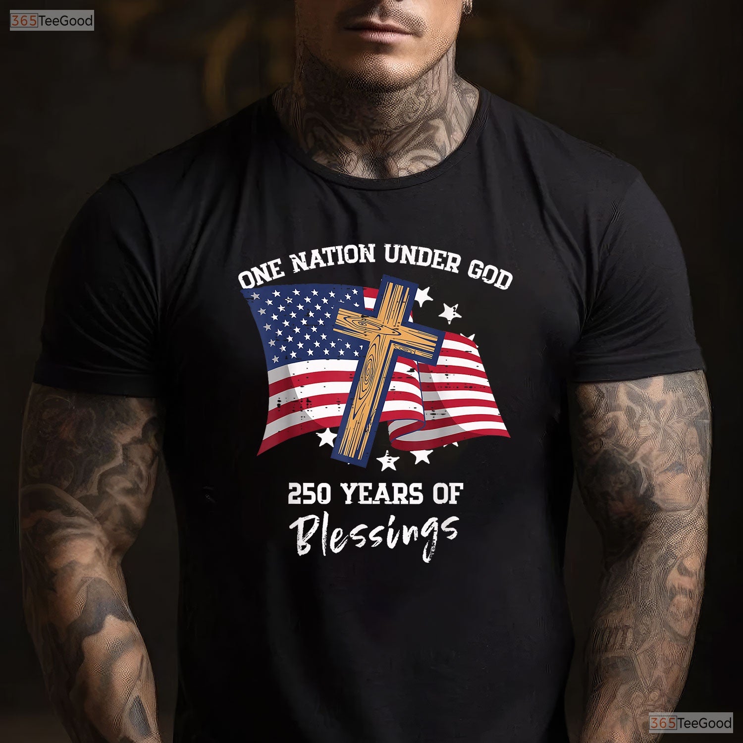 One Nation Under God 250 Years USA Valentine Shirt Surf Fishing Apparel Men