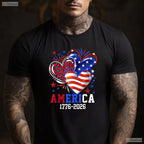 Flag Heart Leopard 1776 2026 250th Birthday Valentine T-Shirt Muskie Fishing