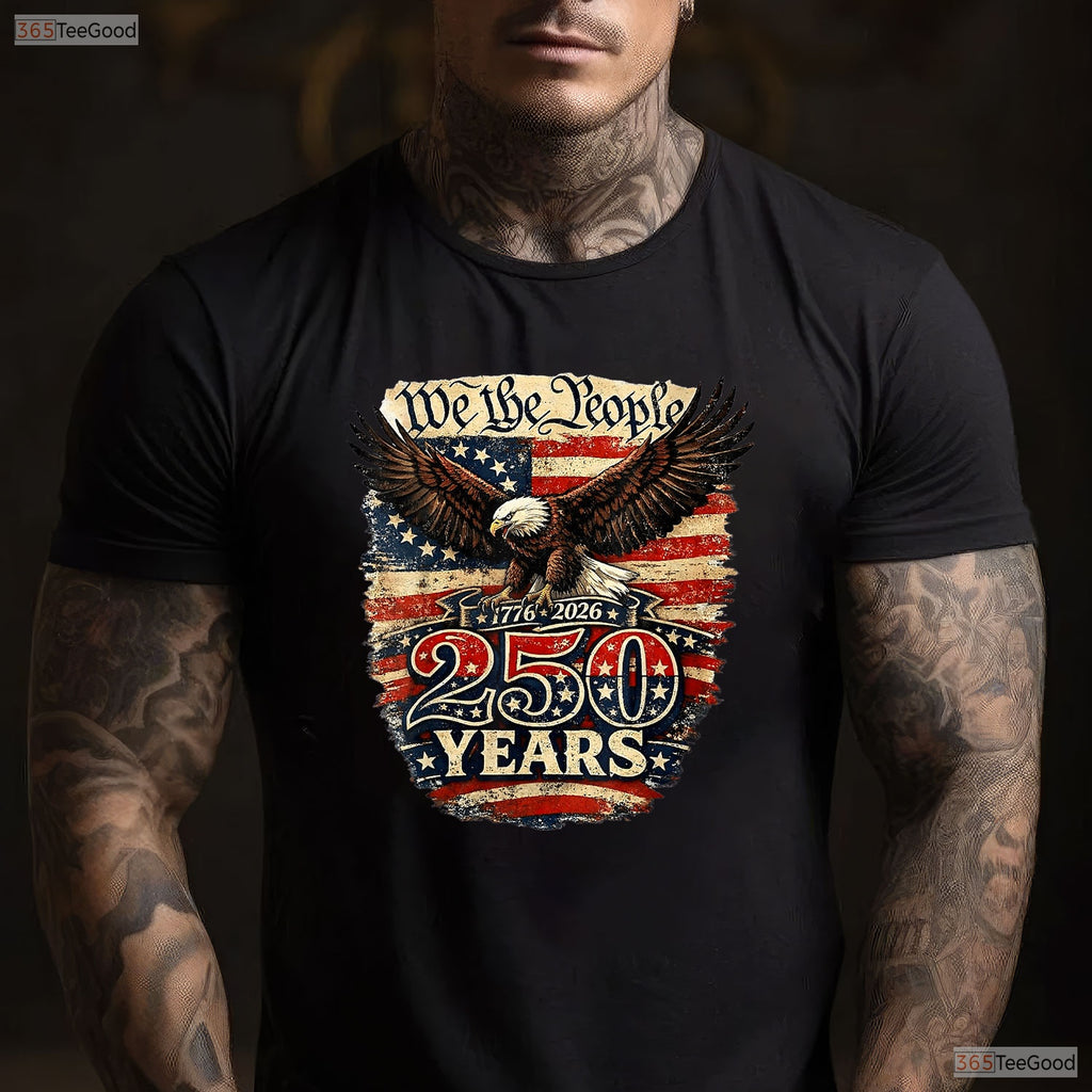 250th Anniversary USA Patriotic Eagle Valentine T-Shirt Ice Fishing Apparel