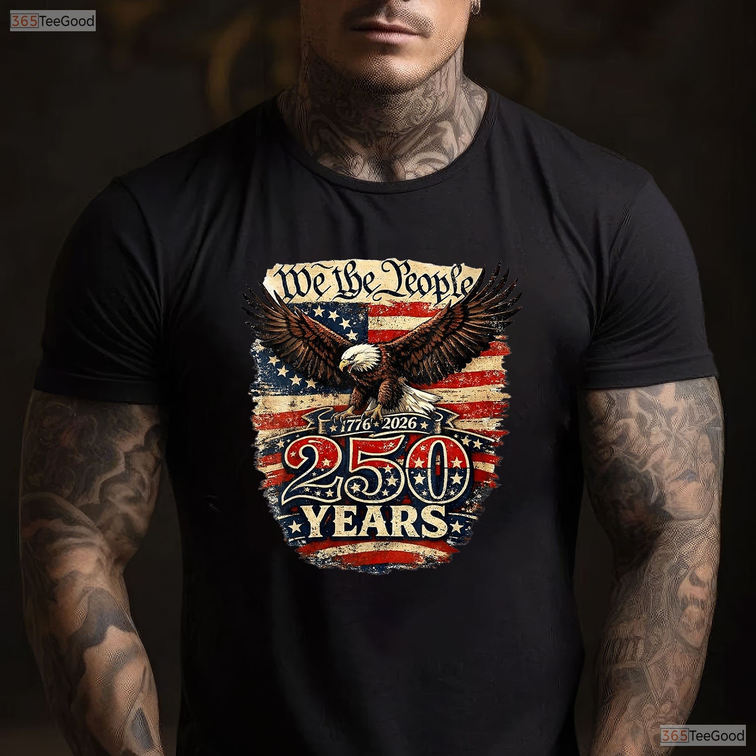 250th Anniversary USA Patriotic Eagle Valentine T-Shirt Ice Fishing Apparel
