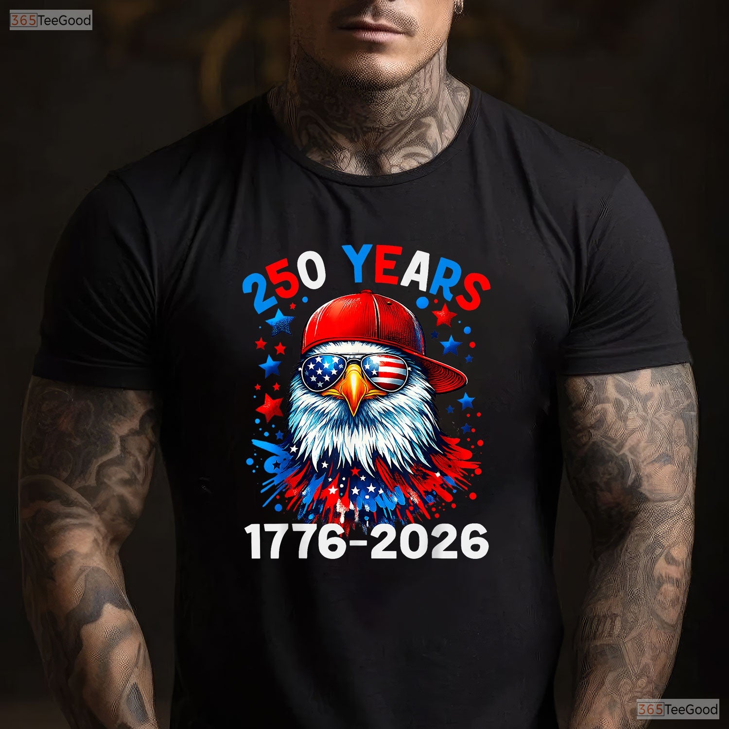250 Years Anniversary Eagle 4th of July Valentine T-Shirt Trout Fishing Gear