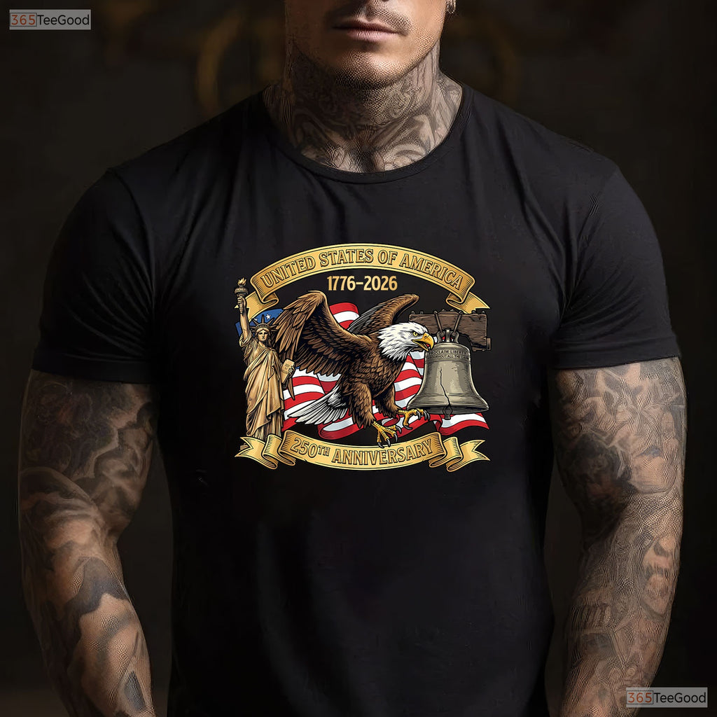 250th American Flag Patriotic Valentine T-Shirt- Saltwater Fishing Clothing