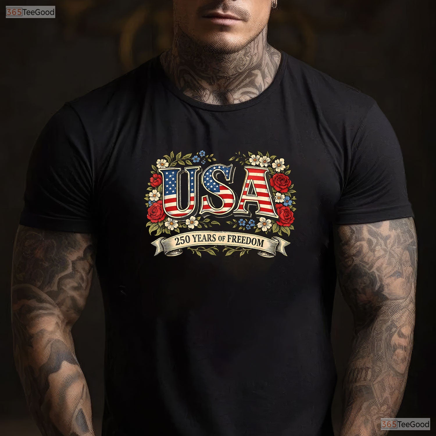 USA 250 Years Freedom Rose Vintage Valentine T-Shirt Crappie Fishing Shirts