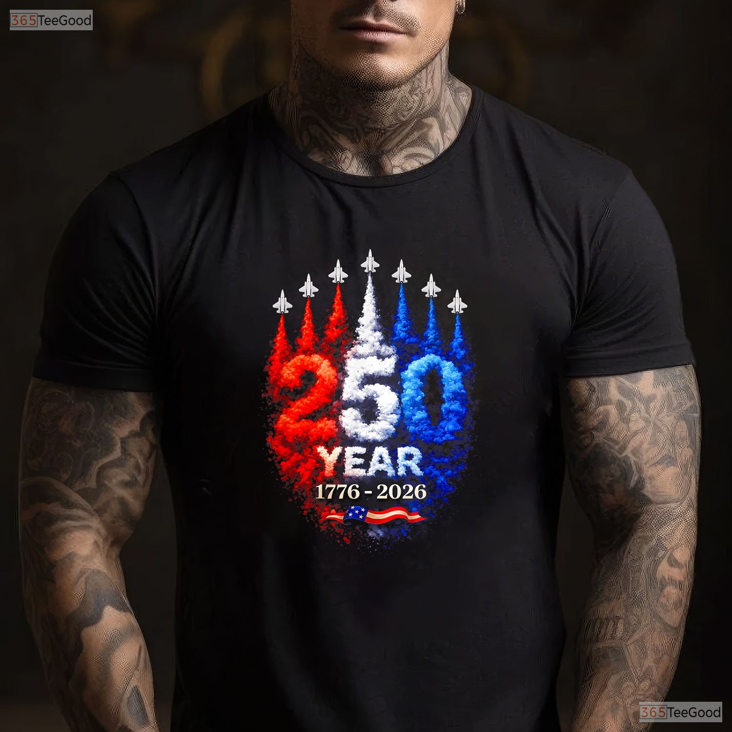 250th Anniversary USA Patriotic Valentine T-Shirt Carp Fishing Tackle Men