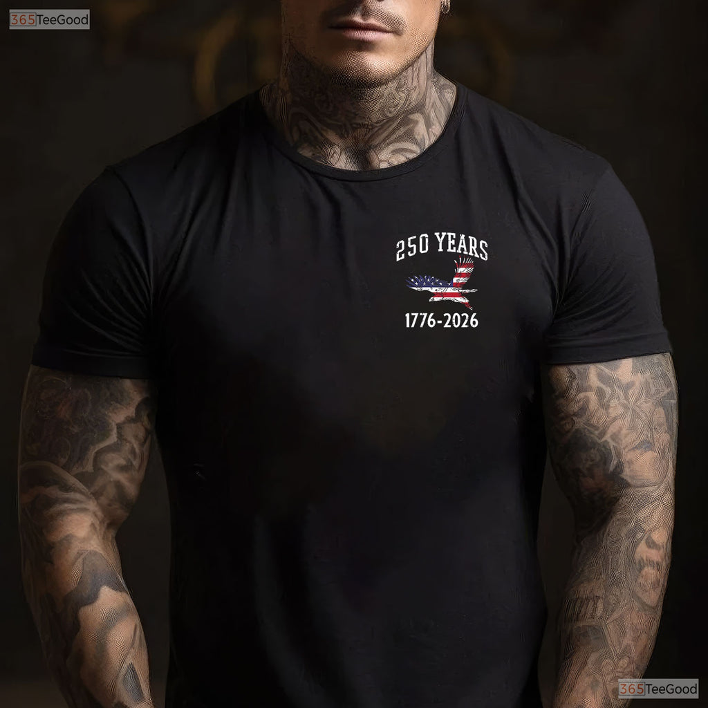 250 Years US Flag Valentine T-Shirt- American Lake Fishing Clothes For Men