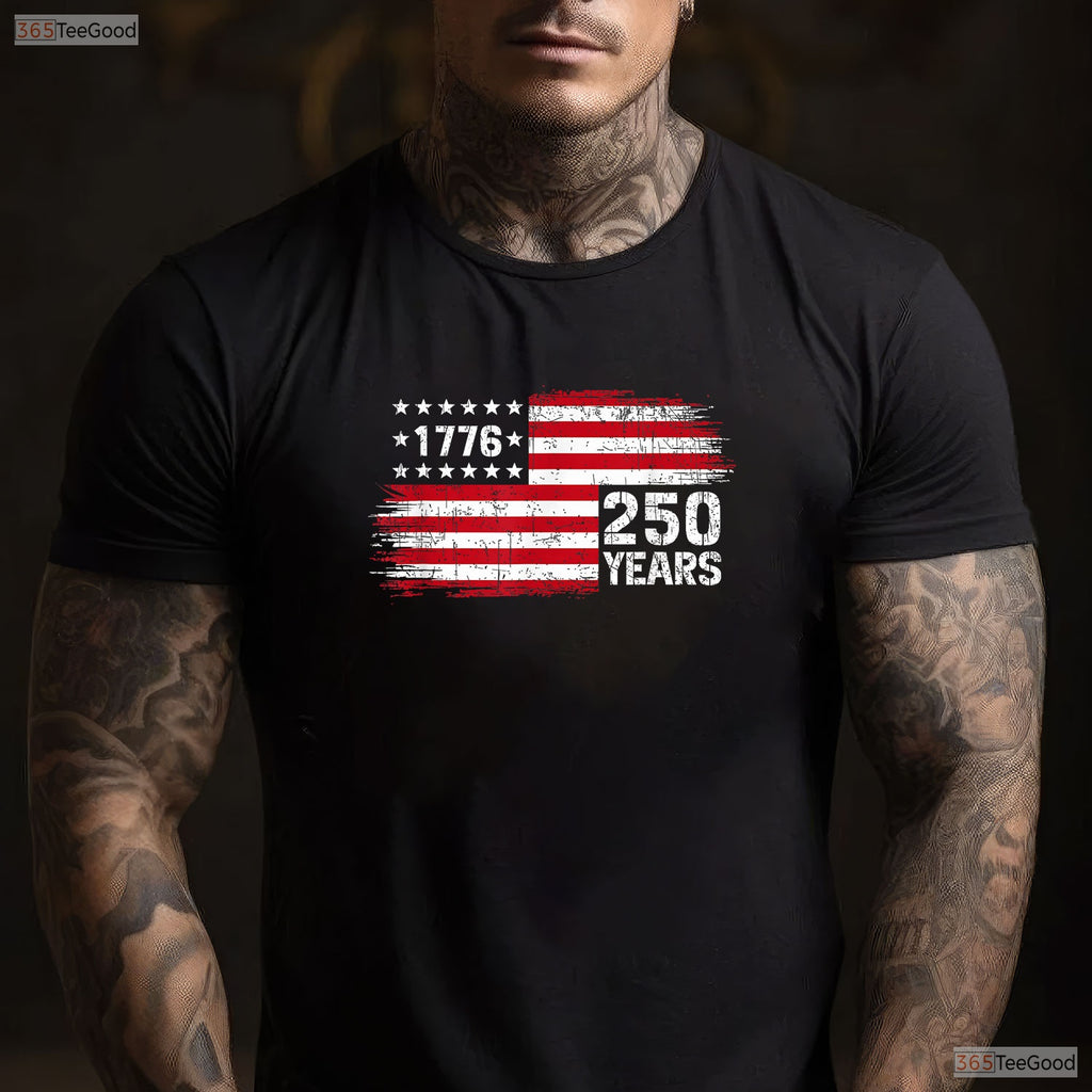 250 Years Vintage 1776 Anniversary Valentine T-Shirt Bass Fishing Tackle Men