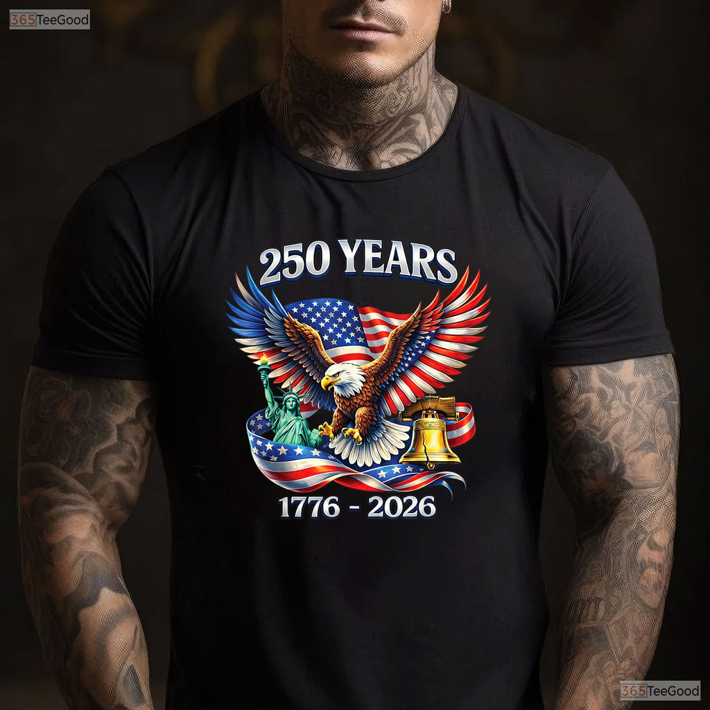 250 Years America Independence Freedom Valentine T-Shirt River Fishing Wear