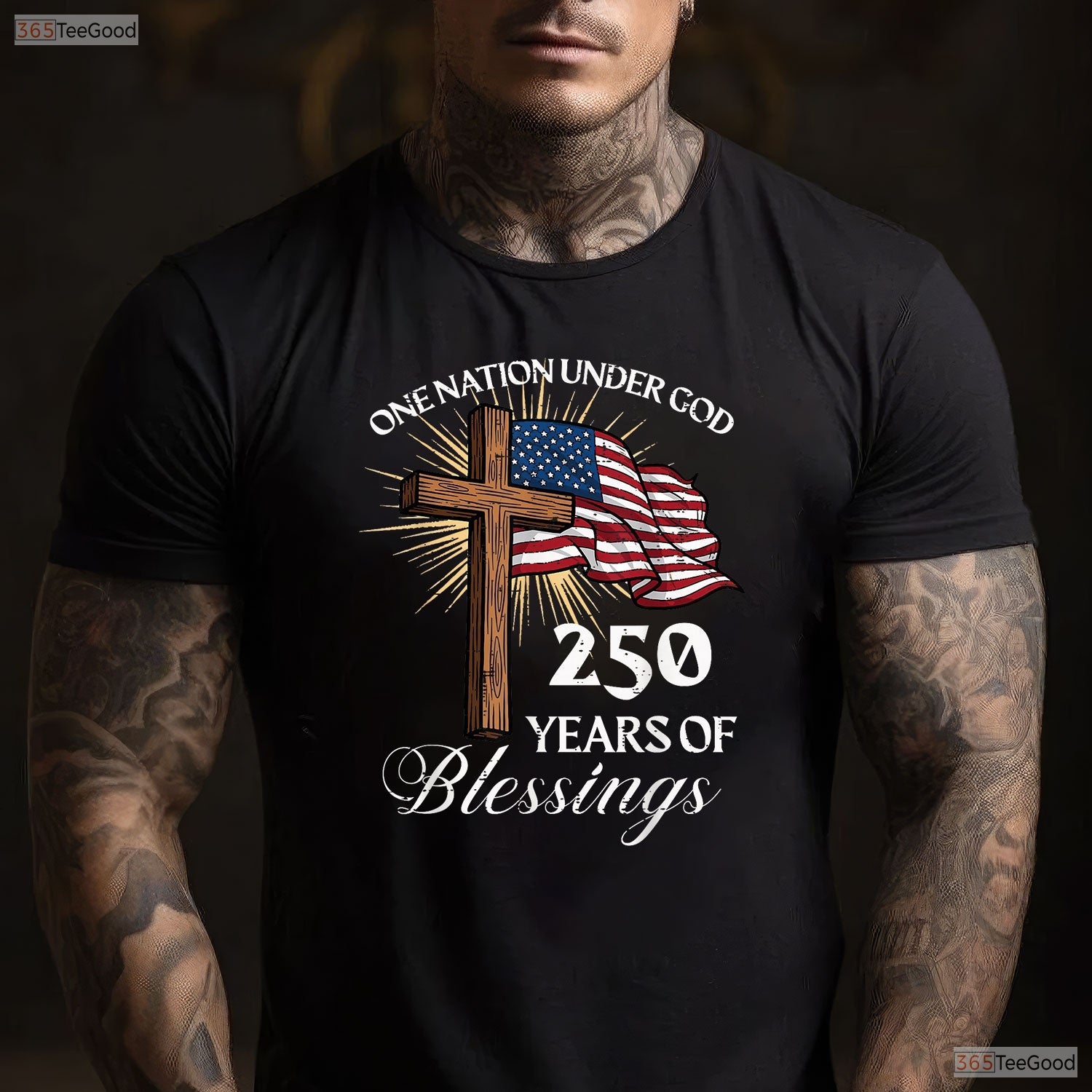 One Nation Under God 250 Years USA Valentine T-Shirt- Carp Fishing Outfits