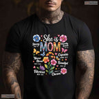 Christian Mothers Day T-Shirt She Is Mom Bible Verses Boho Floral Shirt Gift
