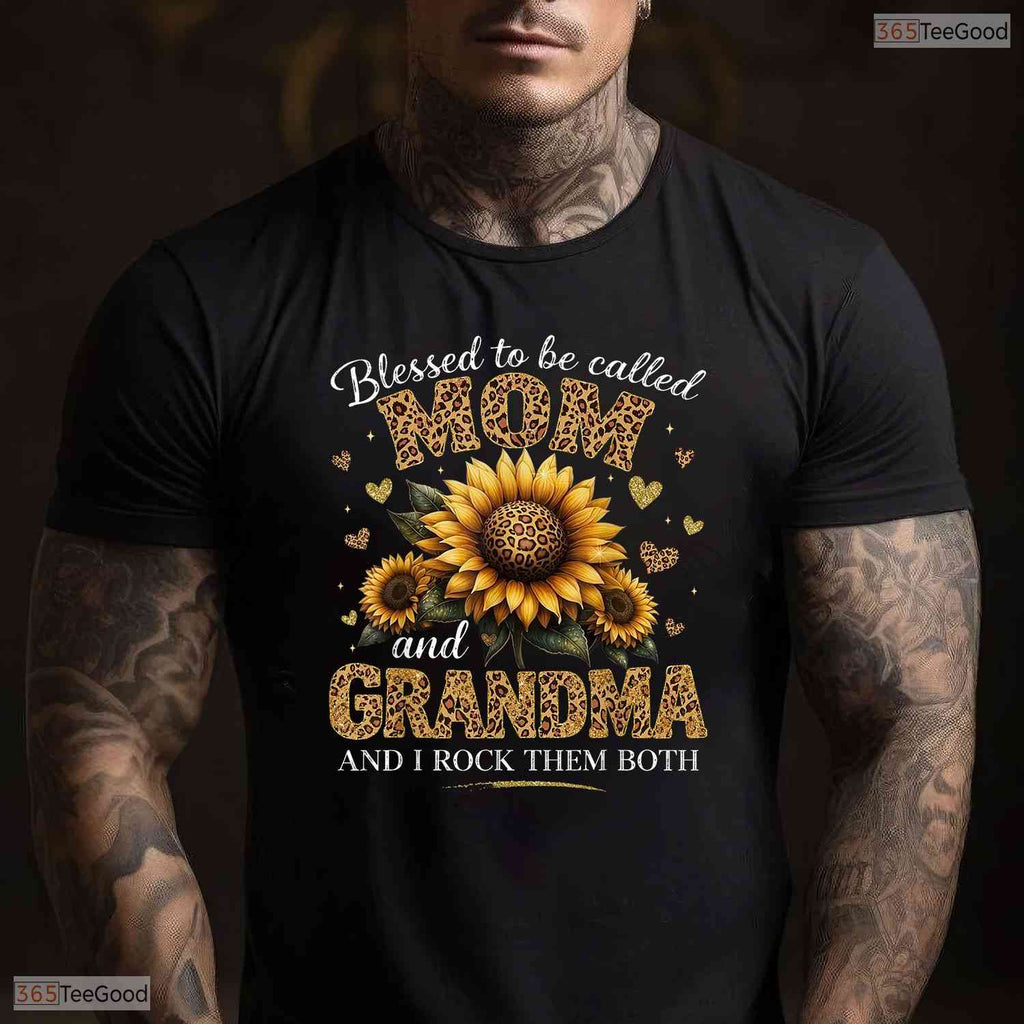 Blessed To Be Called Mom And Grandma Shirt I Rock Them Both Floral T-Shirt