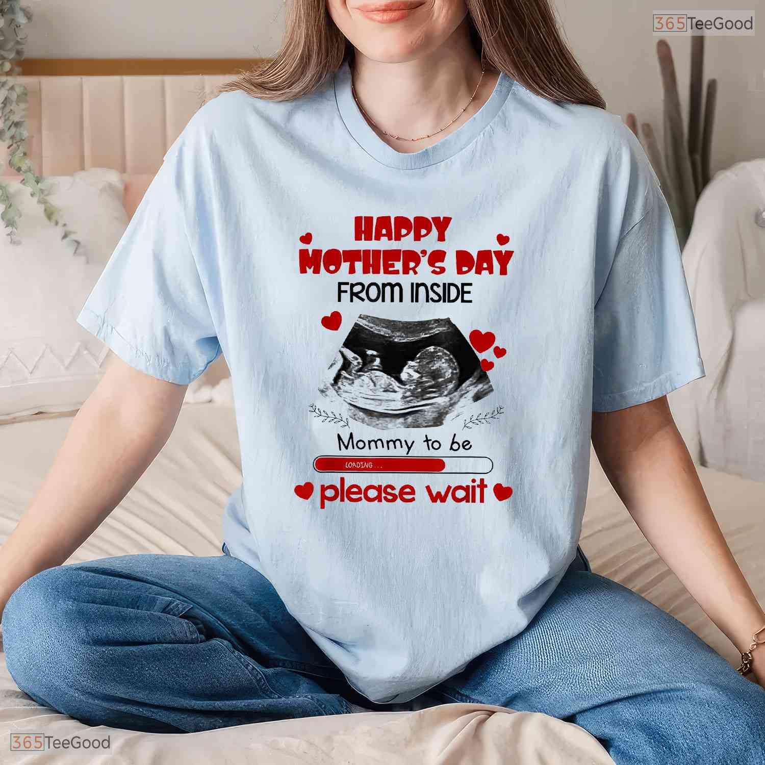 Happy Mothers Day From Inside Shirt Mommy To Be Please Wait T-Shirt Gift Idea