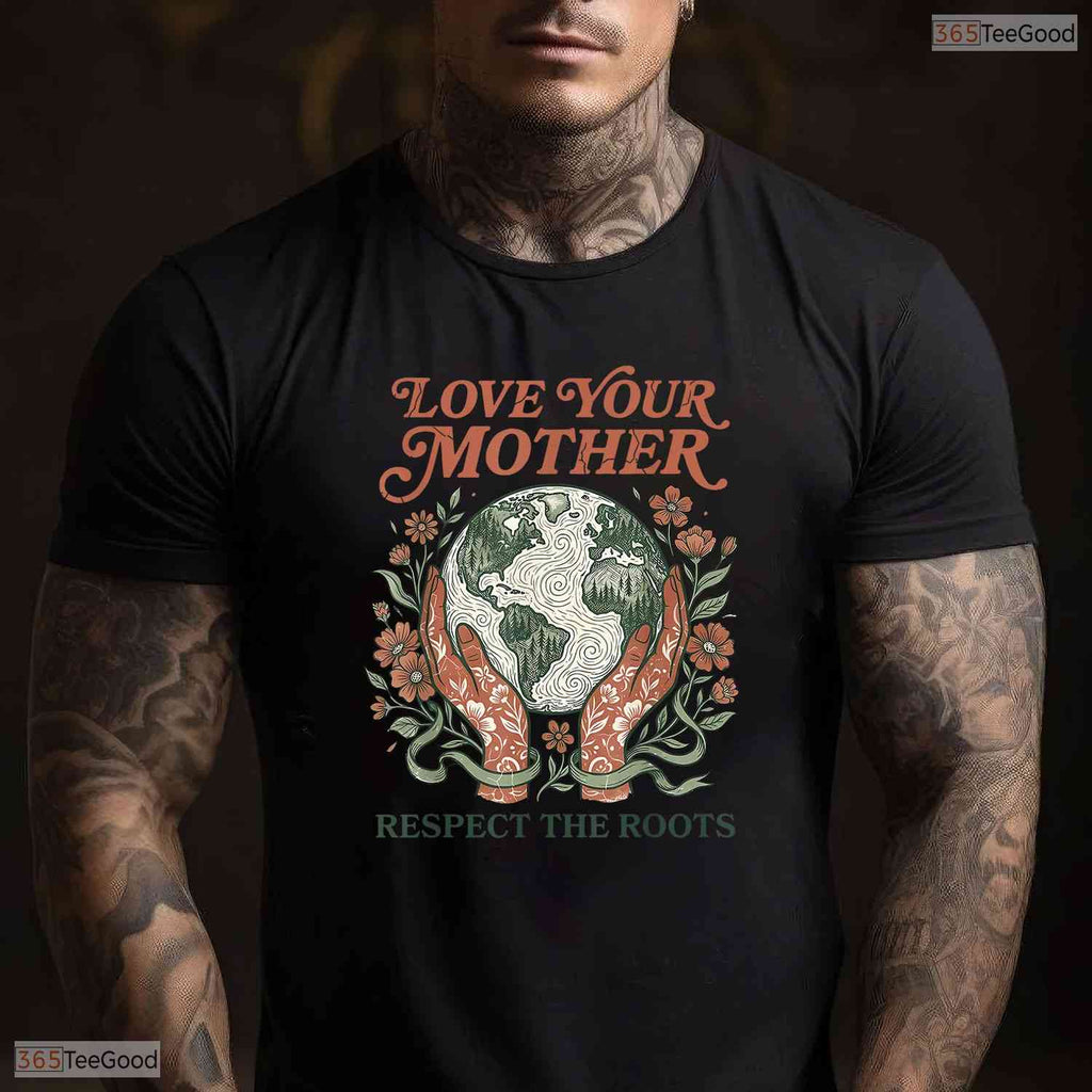 Love Your Mother Respect Roots Earth Day Nature Lover Mothers Day T-Shirt Gift
