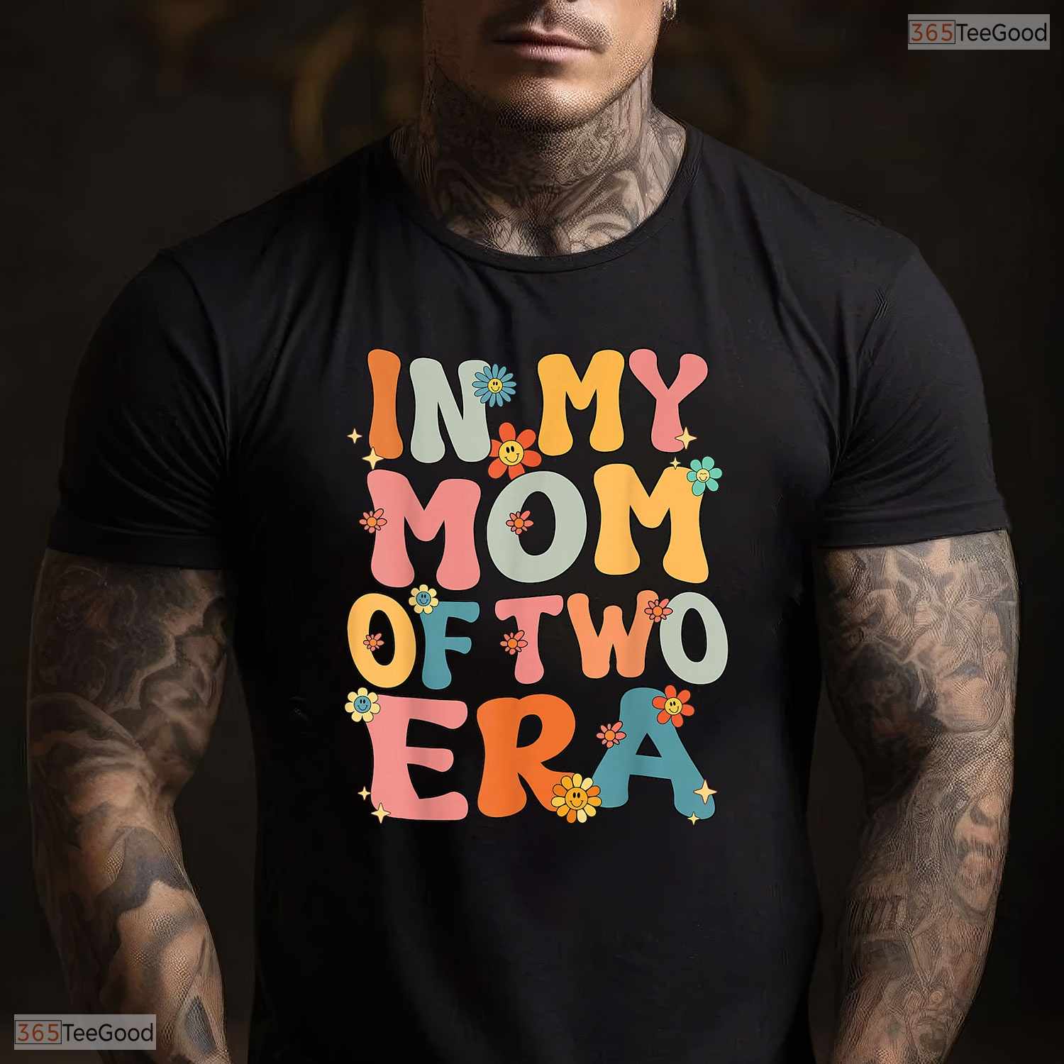 In My Mom Of Two Era Groovy Funny Mom Of Two Kid Mothers Day T-Shirt Present
