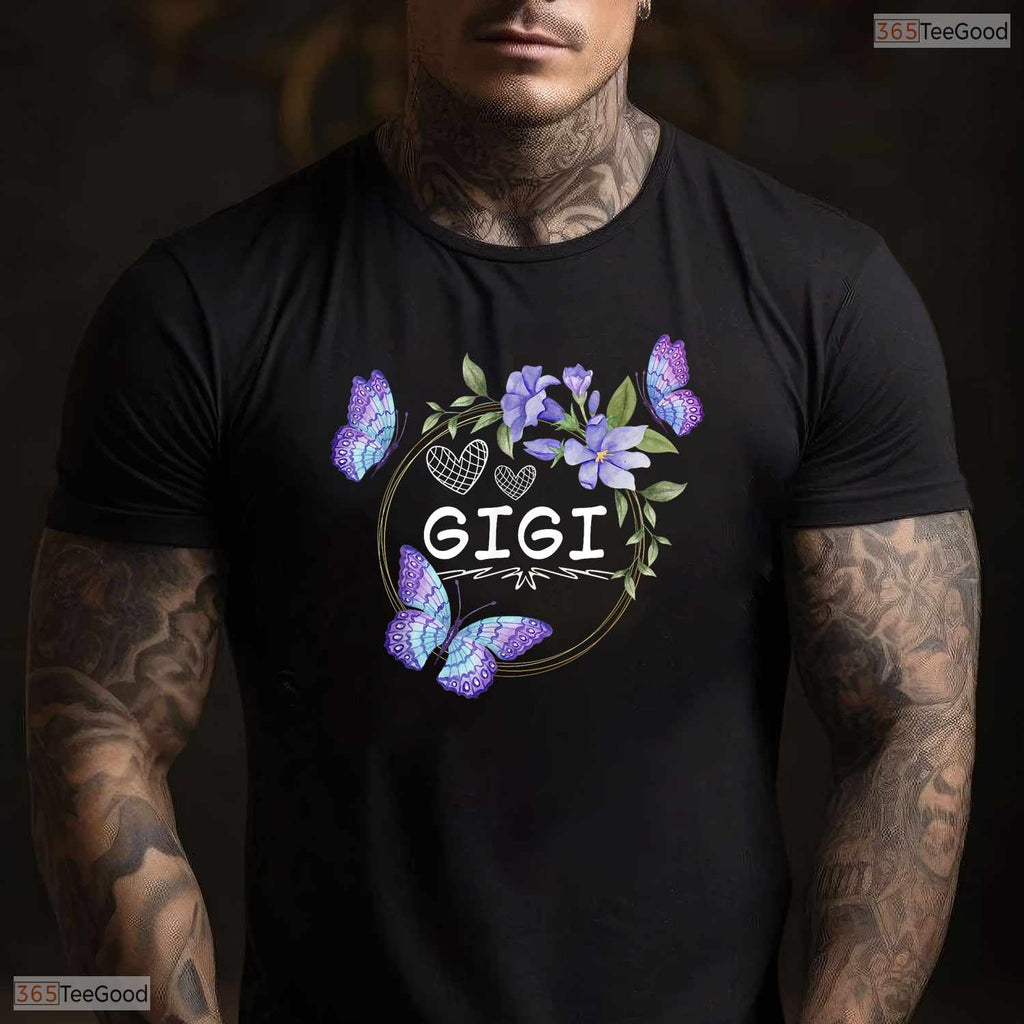 Cute Gigi Butterfly Floral Gigi Grandma Womens Gift Mothers Day T-Shirt Present