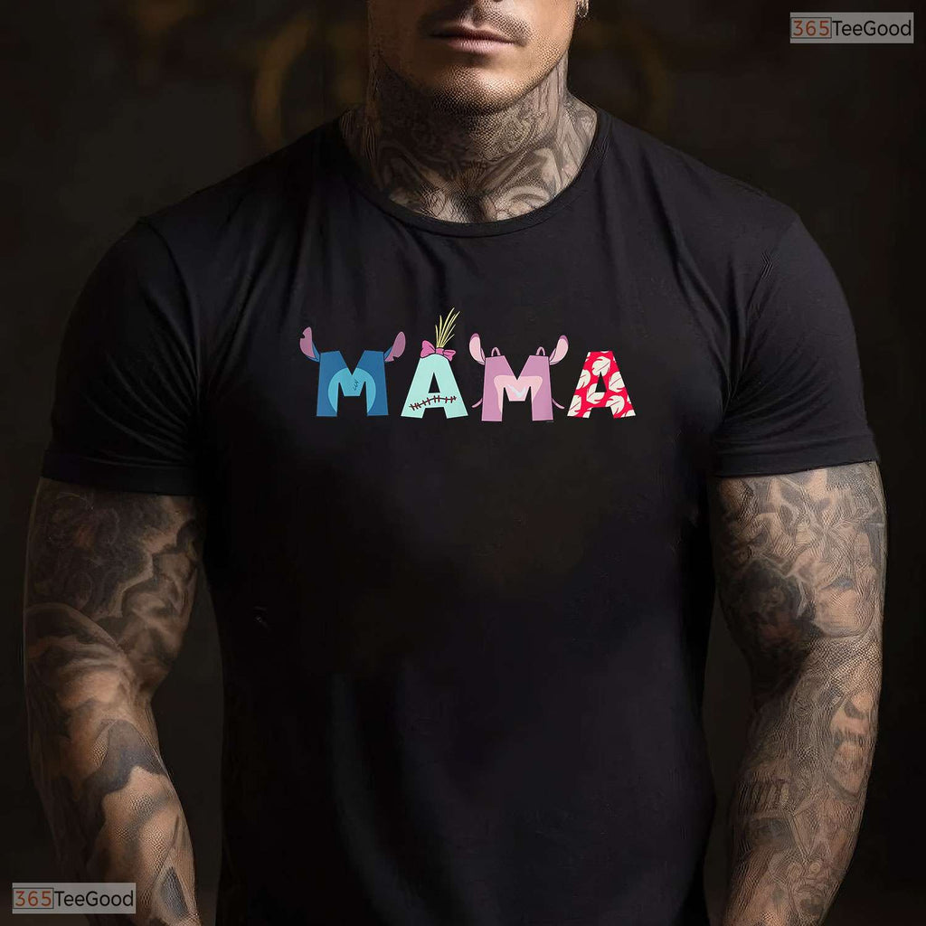 Tropical Alien Mama Shirt Blue Character Family Vacation Mothers Day T-Shirt
