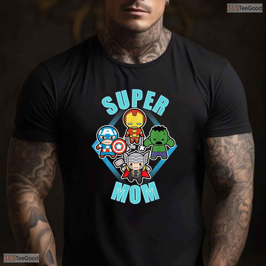 Kawaii Superhero Mom Shirt Comic Style Superhero Mom Mothers Day T-Shirt Idea