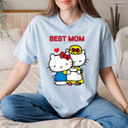Cute Japanese Cat Best Mom Shirt Sweet Pink Bow Kawaii Cat Mothers Day T-Shirt