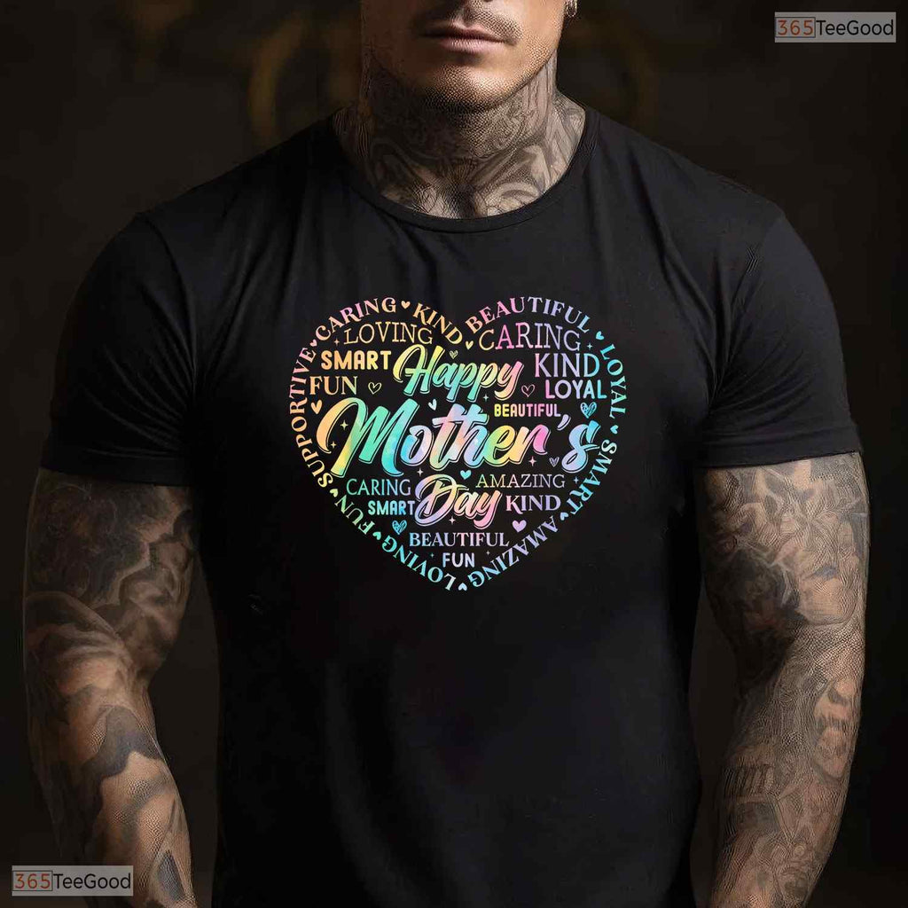 Tie Dye Heart Mothers Day Shirt Cute Mom And Grandma Mothers Day T-Shirt Gift