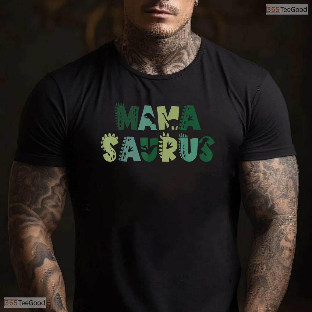 Mama Saurus Dinosaur T-Shirt Funny Three Rex Birthday Mothers Day Gift Idea