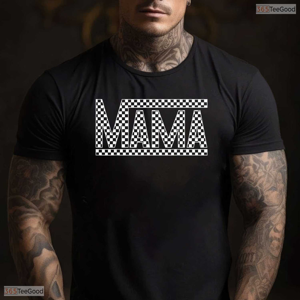 Checkered Mama T-Shirt Retro Black And White Checkerboard Mothers Day Gift