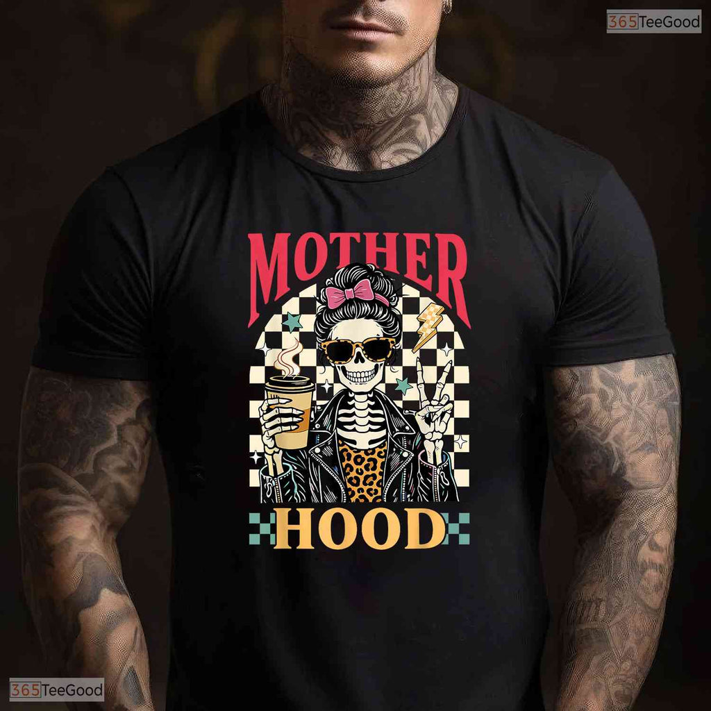 Tired Mom Life Skeleton Funny Motherhood Spooky Mothers Day T-Shirt For Her